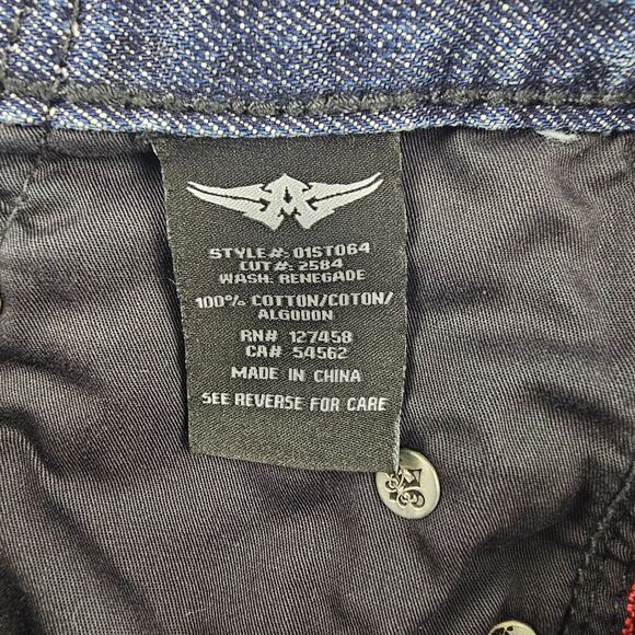Affliction Blake Jeans 33x32 Relaxed Straight Distressed Renegade Embroidered - Picture 9 of 9